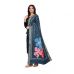 Generic Women's chanderi silk  Printed Dupatta (Navy Blue, Length: 2 Mtr) - Image 3