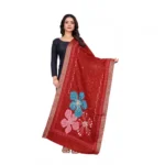 Red Chanderi Silk Printed Dupatta for Women