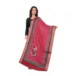 Red Chanderi Silk Printed Dupatta for Women