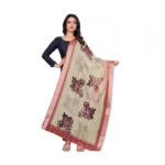Beige Chanderi Silk Printed Dupatta for Women