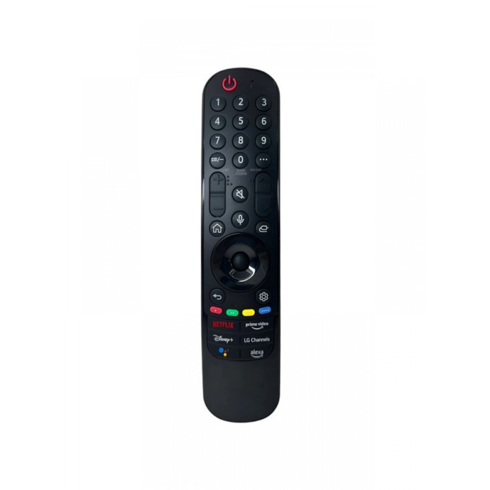 Black LG Smart TV remote control with voice function