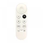 White Google Chromecast with Google TV remote control