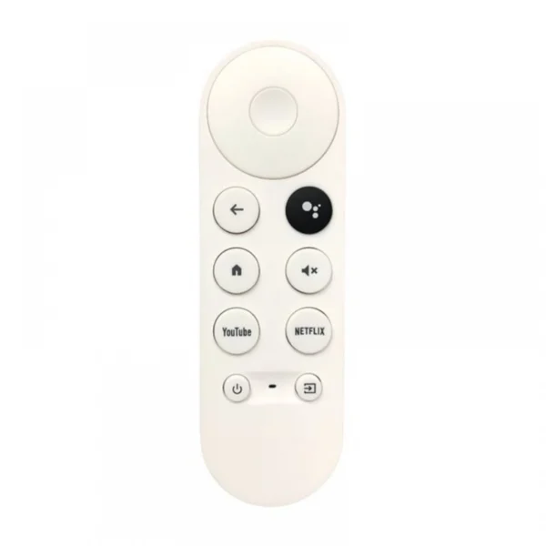 White Google Chromecast with Google TV remote control