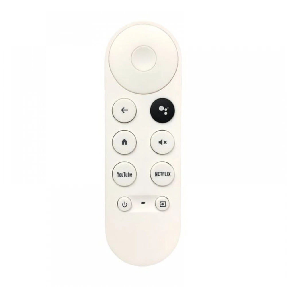 White Google Chromecast with Google TV remote control
