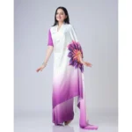 Generic Women's Soft Crepe Silk Printed Ready To Wear Saree With Unstitched Blouse 5.5Mtr (Purple) - Image 4