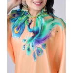 Generic Women's Soft Crepe Silk Printed Ready To Wear Saree With Unstitched Blouse 5.5Mtr (Orange) - Image 2