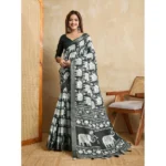 Women's Silk Blend Printed Saree with Unstitched Blouse