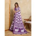 Purple Silk Blend Saree - Angle 4
