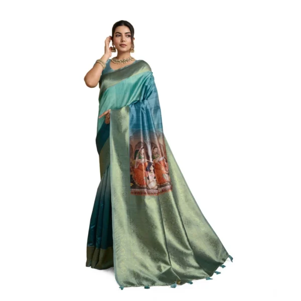 Women's Silk Printed Saree with Unstitched Blouse