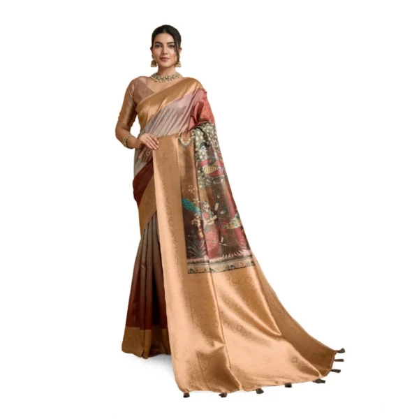 Women's Silk Printed Saree with Unstitched Blouse