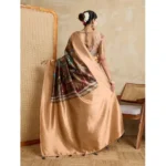 Generic Women's Silk Printed Saree With Unstitched Blouse 5.5Mtr (Brown) - Image 4