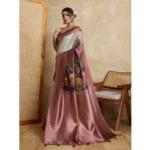Generic Women's Silk Printed Saree With Unstitched Blouse 5.5Mtr (Wine) - Image 4