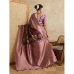 Generic Women's Silk Printed Saree With Unstitched Blouse 5.5Mtr (Wine) - Image 3
