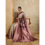 Generic Women's Silk Printed Saree With Unstitched Blouse 5.5Mtr (Wine) - Image 2