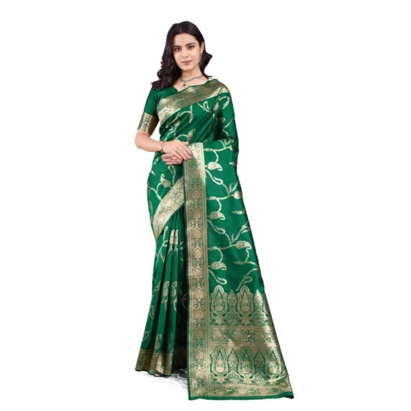 Elegant Green Banarasi Silk Printed Saree