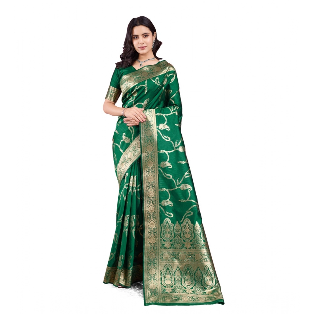 Elegant Green Banarasi Silk Printed Saree