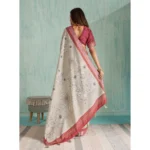 Generic Women's Silk Blend Printed Saree With Unstitched Blouse 5.5Mtr (Beige) - Image 4