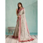 Generic Women's Silk Blend Printed Saree With Unstitched Blouse 5.5Mtr (Beige) - Image 3