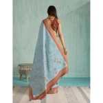 Generic Women's Silk Blend Printed Saree With Unstitched Blouse 5.5Mtr (Blue) - Image 4