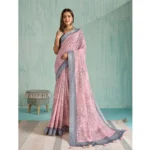 Pink Silk Blend Printed Saree for Women with Unstitched Blouse