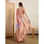 Generic Women's Viscose Printed Saree With Unstitched Blouse 5.5Mtr (Peach) - Image 4
