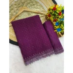 Purple Georgette Saree with Stone Work for Women
