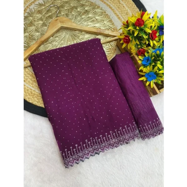 Purple Georgette Saree with Stone Work for Women
