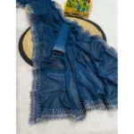 Generic Women's Georgette Stone Work Saree With Unstitched Blouse 5.5Mtr (Light Green) - Image 2