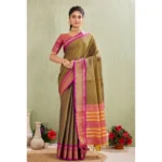 Green Silk Blend Jacquard Saree