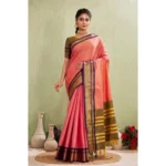 Pink Silk Blended Jaquard Woven Saree for Women