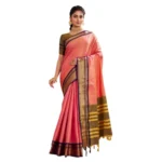Generic Women's Silk Blended Jaquard Woven Saree With Unstitched Blouse 5.5Mtr (Pink) - Image 2