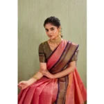 Generic Women's Silk Blended Jaquard Woven Saree With Unstitched Blouse 5.5Mtr (Pink) - Image 3