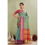 Light Green Silk Blended Jaquard Woven Saree for Women