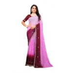 Pink Embroidered Chiffon Saree
