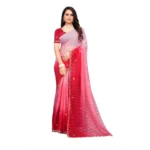 Pink Embroidered Chiffon Saree