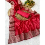 Pink Silk Embroidered Saree for Women