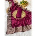 Purple Silk Embroidered Saree for Women
