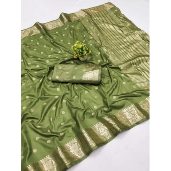 Green Jacquard Silk Woven Saree for Women