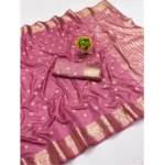 Pink Jacquard Silk Woven Saree for Women