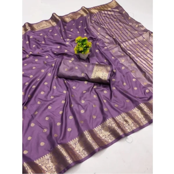 Purple Jacquard Silk Woven Saree
