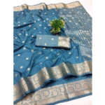 Stunning Light Blue Jacquard Woven Saree for Women