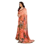 Generic Women's Georgette Printed Saree With Unstitched Blouse 5.5Mtr (Orange) - Image 4