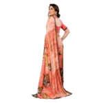 Generic Women's Georgette Printed Saree With Unstitched Blouse 5.5Mtr (Orange) - Image 3