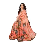 Generic Women's Georgette Printed Saree With Unstitched Blouse 5.5Mtr (Orange) - Image 2