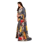 Generic Women's Georgette Printed Saree With Unstitched Blouse 5.5Mtr (Multicolor) - Image 4