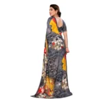 Generic Women's Georgette Printed Saree With Unstitched Blouse 5.5Mtr (Multicolor) - Image 3