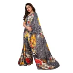 Generic Women's Georgette Printed Saree With Unstitched Blouse 5.5Mtr (Multicolor) - Image 2
