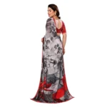 Generic Women's Georgette Printed Saree With Unstitched Blouse 5.5Mtr (Red) - Image 3