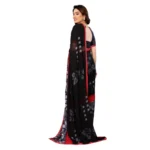 Generic Women's Georgette Printed Saree With Unstitched Blouse 5.5Mtr (Black) - Image 3