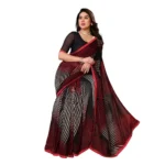 Generic Women's Georgette Printed Saree With Unstitched Blouse 5.5Mtr (Multicolor) - Image 2